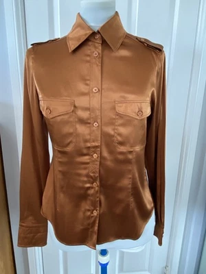 Max Mara Weekend Bronze / Copper 95% Silk Long Sleeve Shirt Size M - Image 1 of 4