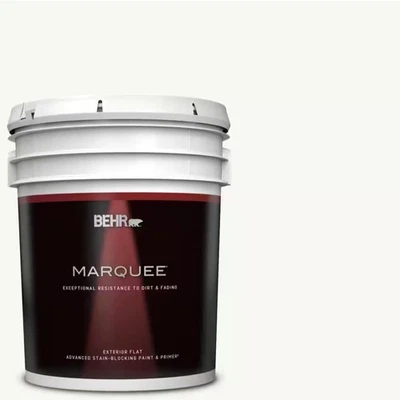 Behr Marquee 5 gal. Ultra Pure White Flat Exterior Paint & Primer #PPU18-06 Gall - Image 1 of 4