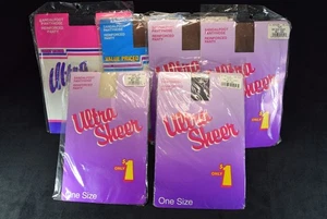 Lot/6 VTG Ultra Sheer Pantyhose Sandalfoot One Size 100-155 lbs Various Colors - Picture 1 of 13