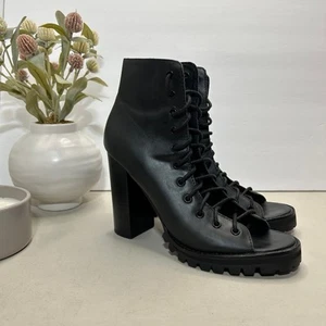 Jeffrey Campbell X Free People Cors Suede Lace Up Peep Toe Ankle Boot Women 8.5M - Picture 1 of 15