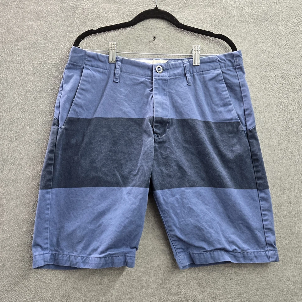 Pantalones Cortos Volcom Hombre 32 Azul Rayas Sarga 9" Entrepierna Foto 1 de 4