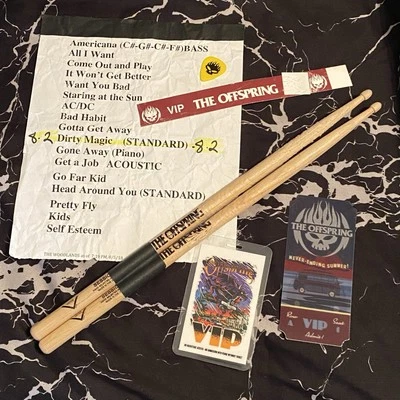 The Offspring 2018 Tour VIP laminate ticket setlist drumsticks guitar pick punk - Image 1 of 4