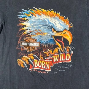 Vtg 90s Harley-Davidson T-shirt Medium Biker Eagle Born Wild Victorville CA Tee - Picture 1 of 9