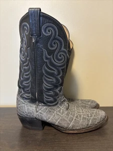 Tony Lama 8501 Black Gray Elephant Print Leather Cowboy Boots Mens 11 D - Picture 1 of 8