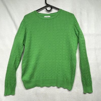Kim Rogers Sweater Womens Medium Green Cable Knit Pullover Crewneck Classic - Image 1 of 4