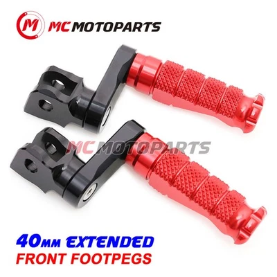 For Kawasaki ZR 550 Zephyr 90-99 98 97 96 MCCP 40mm Extended RED Front Foot Pegs Foto 1 de 4