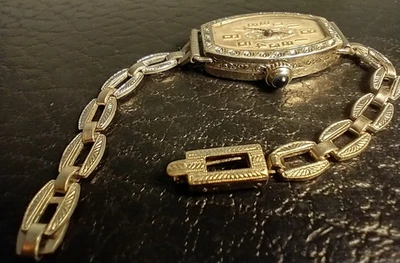 14K  White Goldplate Bracelet & 14K GF Vintage "Fontain" Watch, Runs, 15grams OA - Image 1 of 4