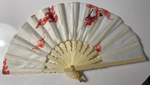 Fan Hand Bamboo Cloth White Handmade Indonesia New Avenico Summer Fashion #107 - Picture 1 of 23