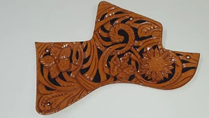 Leather pickguard Les Paul special Custom Hand Tooled Leather "floral riffs"br - Picture 1 of 4