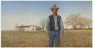 Impresión artística vintage Mondel Rogers BILLY OF ALAMOSITAS rancho de Texas - Imagen 1 de 4