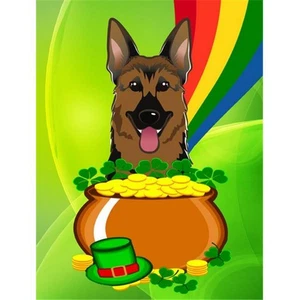 Carolines Treasures BB1955CHF German Shepherd St. Patricks Day Canvas House Flag - Picture 1 of 1