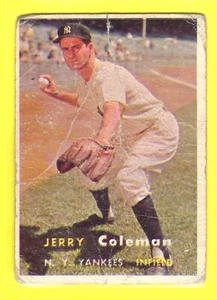 1957 TOPPS #192 JERRY COLEMAN YANKEES BASEBALL CARD - Picture 1 of 2