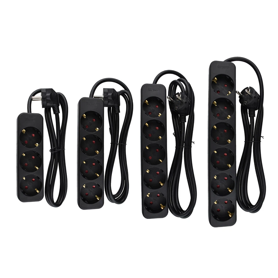 DIEDRICH FILMER GMBH Steckdosenleiste Mehrfachstecker Mehrfachsteckdose 1,5m 3m 5m Kabel schwarz