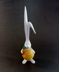 Vintage Abt. 56 Langohr Osterhase im Eieranzug mit Karottenfigur 6 Zoll Resin - Bild 1 von 15