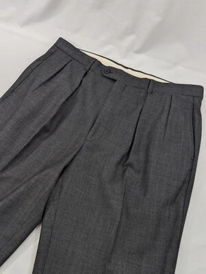 Брюки Harold Powell 36x31 коричневые 100% шерсть фланель плиссированные с манжетами  - Изображение 1 из 4