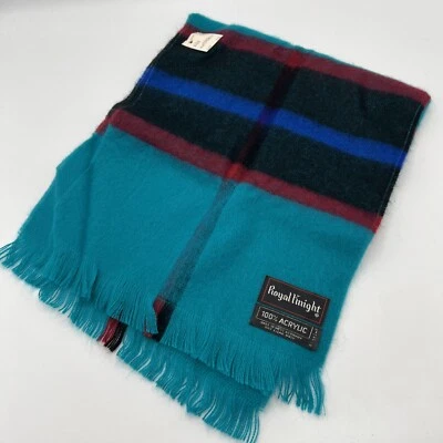 Royal Knight Acrylic Scarf Teal Black Blue NWT Vintage Muffler West Germany - Image 1 of 4