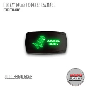 GREEN HORIZONTAL LED Rocker Switch 5 Pin Light 20A 12V ON OFF- JURASSIC LIGHTS - Picture 1 of 6