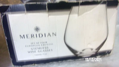 Shannon by Godinger Meridian Set of 4 EUROPEAN Crystal Stemless Wine Glasses  - Image 1 of 3