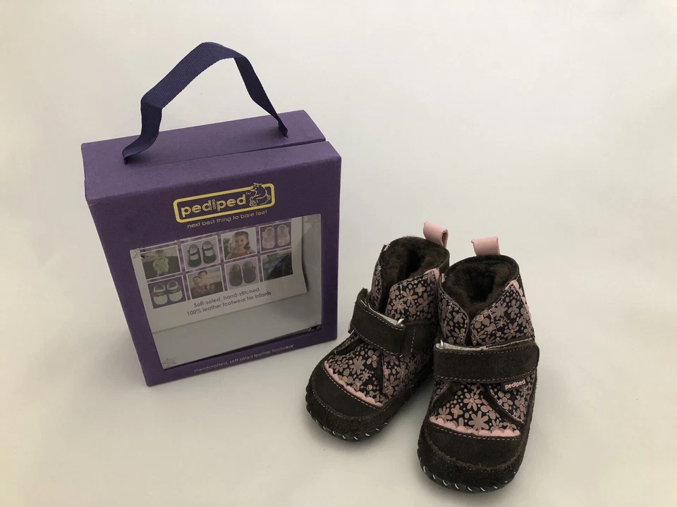 NUEVAS Botas Pediped Originales - Rosa y Marrón, Cuero y Piel Sintética 6-12 Meses Foto 1 de 4