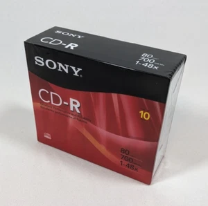 Sony CD-R 80 Minute 700 MB 10 Pack 1-48x New in Jewel Case - Picture 1 of 3