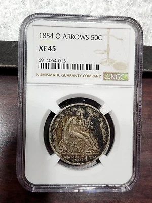 1854-O Arrows Seated Liberty Half Dollar - XF45 - NGC - Hints of Luster - Image 1 of 4