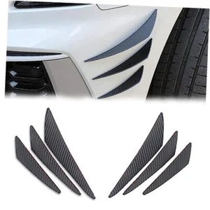 Pack-6 Car Spoiler Canards Kit, Universal Auto Front 6 PCS Carbon Fiber Black - Picture 1 of 8