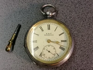 Antique Kay Worcester 0.935 Silver Cased Key Wind Pocket Watch - working - Picture 1 of 14