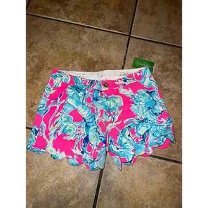 Lilly Pulitzer RAZ BERRY LOBSTERS IN LOVE Shorts Größe 2 neu mit Etikett - Bild 1 von 3