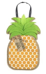 Pineapple Door Decor By Evergreen, Farmhouse Welcome To Our Home Burlap Decor - Picture 1 of 16