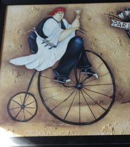 Original Oil Painting, Paris Scene Chef On Bike, Artist W. Harris. 20 X 24”. - Picture 1 of 10