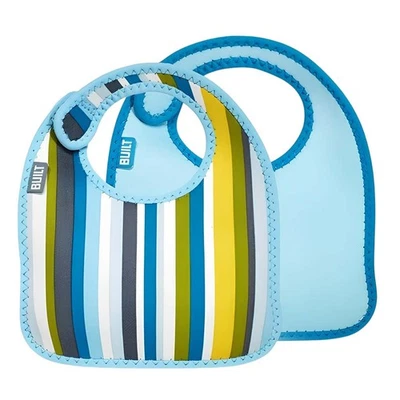 Built, 2er Set Baby-Lätzchen Mess Mate wasserdichtes Neopren, Blau - Bild 1 von 4
