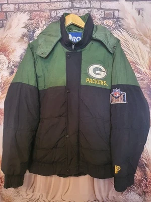 Vintage Pro Player Green Bay Packers NFL Puffer Jacket 90s Made in Korea Size S - Image 1 of 4