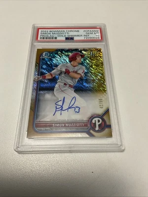 2022 Bowman Chrome - Prospect Autographs Simon Muzziotti  Shimmer Refractor /50 - Image 1 of 2