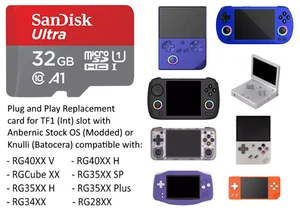 Anbernic RG40XX RGCubeXX RG35XX RG34XX RG28XX SanDisk 32GB OS Card Replacement - Picture 1 of 3