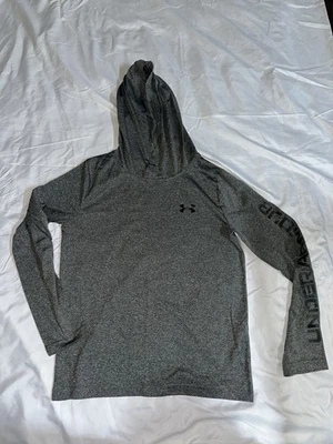 Under Armour Boys Dark Gray Fitted Pullover with Hood Size Youth Medium M - Image 1 of 2