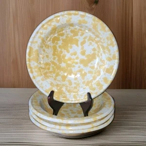 1961 BENNINGTON Potters, Set of 4 Yellow Agate 8.5" Stoneware Rimmed Soup Bowls - Picture 1 of 16