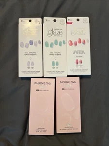 Pack de 5 tiras de uñas de gel semicuradas Dashing Diva Glaze lote de 5 (32 o 34 en cada una) - Imagen 1 de 7