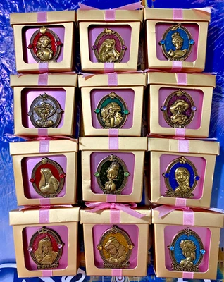 👑 2016 Disney Princess Glitter Jeweled Birthstone Complete 12 Pin Set w/ Boxes - Image 1 of 4