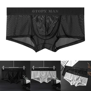 Sexy Men Boxer Briefs see through Mesh Underwear Soft & Breathable M 2XL - Picture 1 of 14