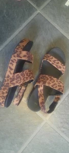 Size 7 NEW LOOK Animal Print Sandals-Wedge Heel/Platform- Slingbacks- VGC - Picture 1 of 6