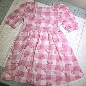 Barbie Cotton Girls Short Sleeve Dress Pink Puff Sleeve Size XS (4/5) - Picture 1 of 7