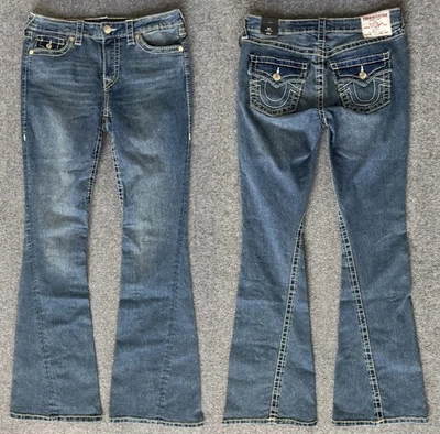 Pantalones de mezclilla acampanados True Religion "Joey" Big T nuevos con etiquetas, para mujer 28, $199 al por menor Foto 1 de 4