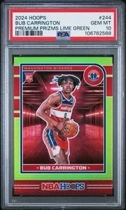 Aros NBA 2024 Bub Carrington novato verde lima/149 Wizards PSA 10 gema como nuevo - Imagen 1 de 2