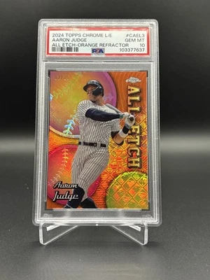 2024 Topps Chrome L/E Aaron Judge All Etch Orange Refractor #2/25 Psa 10 - Image 1 of 2