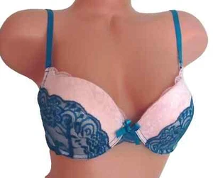 D3 YMI INTIMATES Teal Light Pink Lace Push up padded bra Sz 34C - Picture 1 of 3