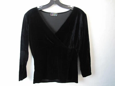 Blusa feminina EYE CANDY aveludada sensação macia preta manga comprida tamanho P (sem etiqueta) - Imagem 1 de 4