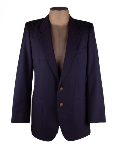 SAINT LAURENT (YSL) YVES SAINT LAURENT GIACCA CAPPOTTO SPORTIVO LANA BLU SCURO VINTAGE taglia M