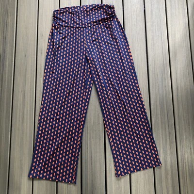 Mud Pie Harlow Palazoo Wide Leg Navy & Tangerine Pants Size L - Image 1 of 4