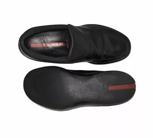 PRADA Sport Black Leather Loafer Linea Rossa 0950 UK8 US9 - Picture 1 of 10
