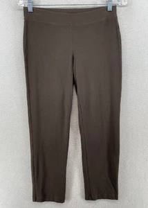 EILEEN FISHER Pants PP Washable Stretch Crepe Slim Crop Elastic Waist Brown USA - Picture 1 of 9